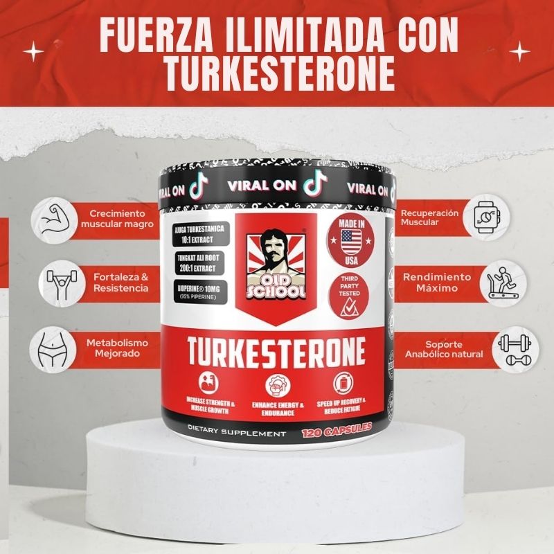 TURKESTERONE OLD SCHOOL® con TONGKAT AL |Aumenta tu energía|