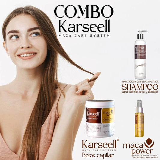 COMBO 3 EN 1  Karseell Bótox Capilar ® + Shampoo Reparador + Aceite de Argán