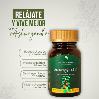 Capsulas de Ashwagandha Herbals & Health®